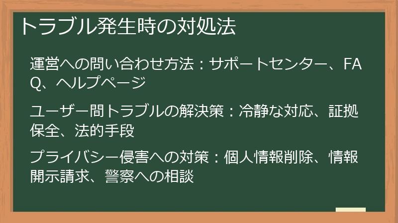 トラブル発生時の対処法