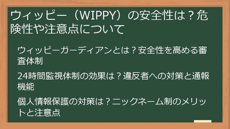 ウィッピー（WIPPY）の安全性は？危険性や注意点について