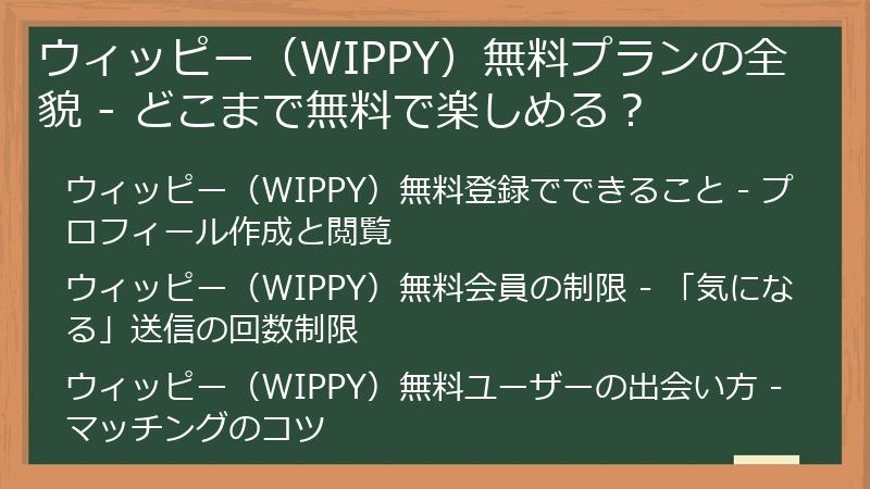 ウィッピー（WIPPY）無料プランの全貌 - どこまで無料で楽しめる？