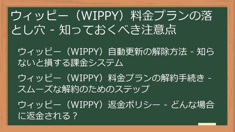 ウィッピー（WIPPY）料金プランの落とし穴 - 知っておくべき注意点
