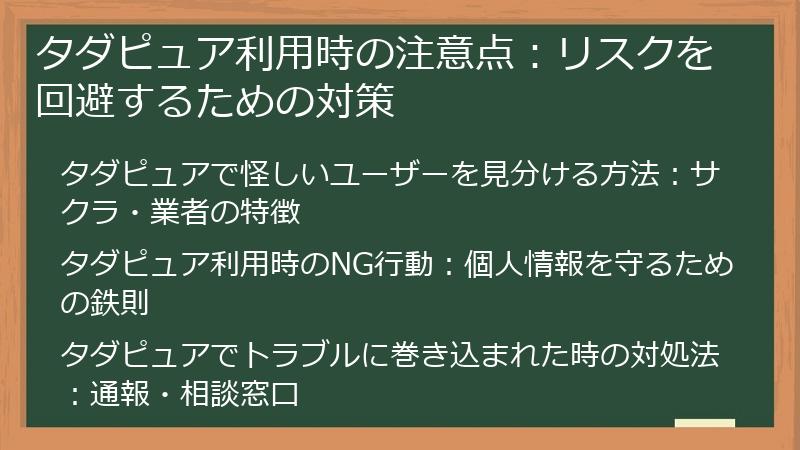タダピュア利用時の注意点：リスクを回避するための対策