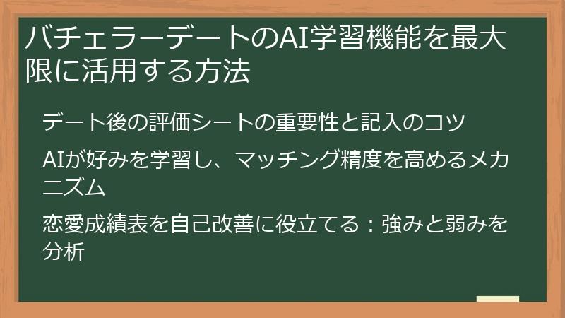 バチェラーデートのAI学習機能を最大限に活用する方法