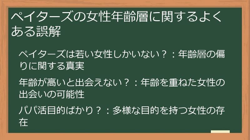 ペイターズの女性年齢層に関するよくある誤解