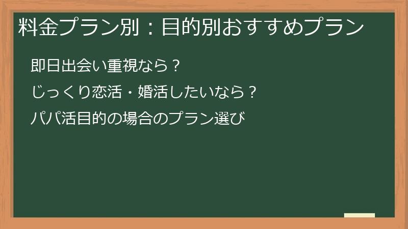 料金プラン別：目的別おすすめプラン