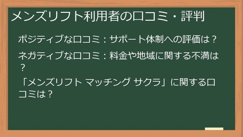 メンズリフト利用者の口コミ・評判