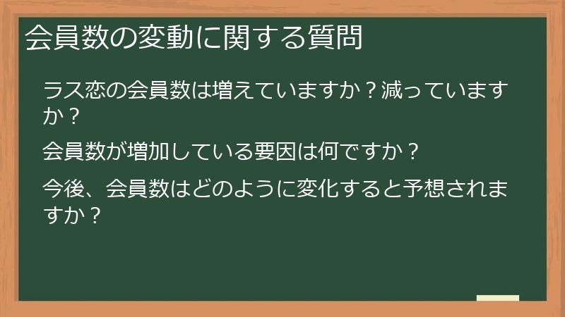 会員数の変動に関する質問