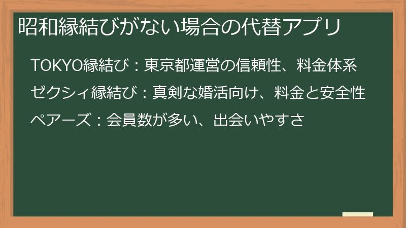 昭和縁結びがない場合の代替アプリ