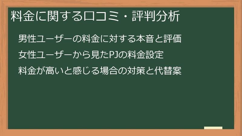 料金に関する口コミ・評判分析