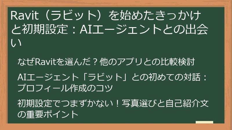 Ravit（ラビット）を始めたきっかけと初期設定：AIエージェントとの出会い