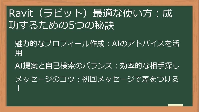 Ravit（ラビット）最適な使い方：成功するための5つの秘訣