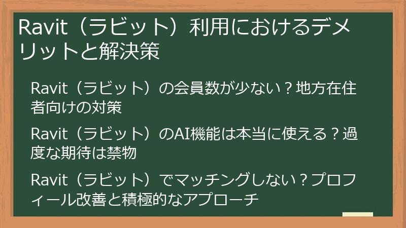 Ravit（ラビット）利用におけるデメリットと解決策