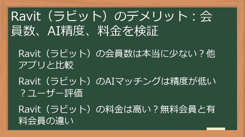 Ravit（ラビット）のデメリット：会員数、AI精度、料金を検証