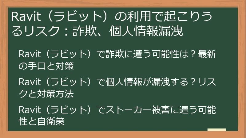 Ravit（ラビット）の利用で起こりうるリスク：詐欺、個人情報漏洩