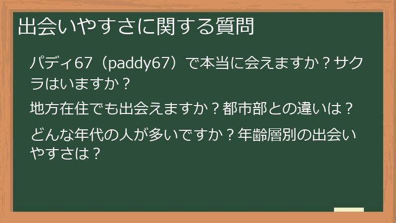 出会いやすさに関する質問
