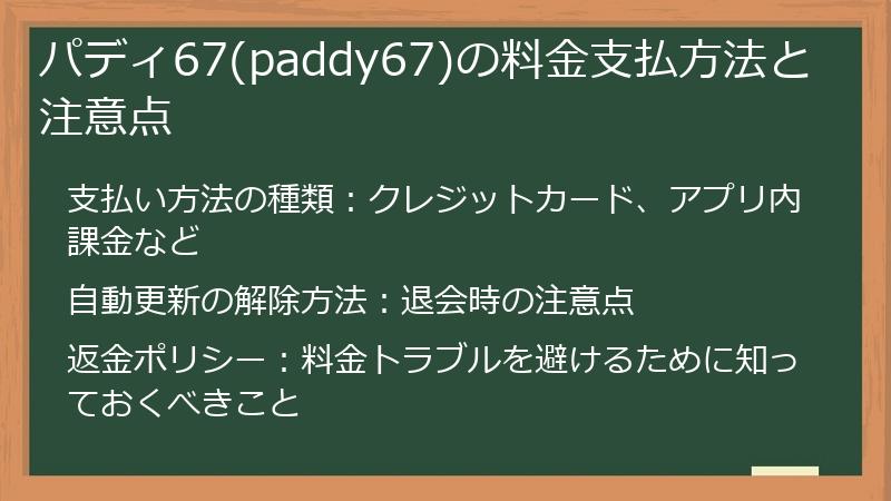 パディ67(paddy67)の料金支払方法と注意点