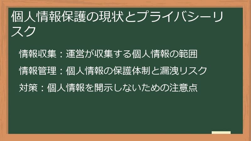 個人情報保護の現状とプライバシーリスク