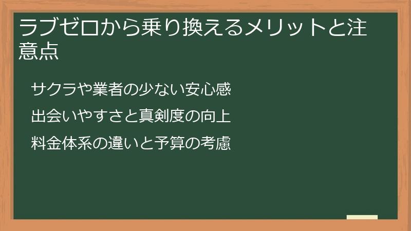 ラブゼロから乗り換えるメリットと注意点